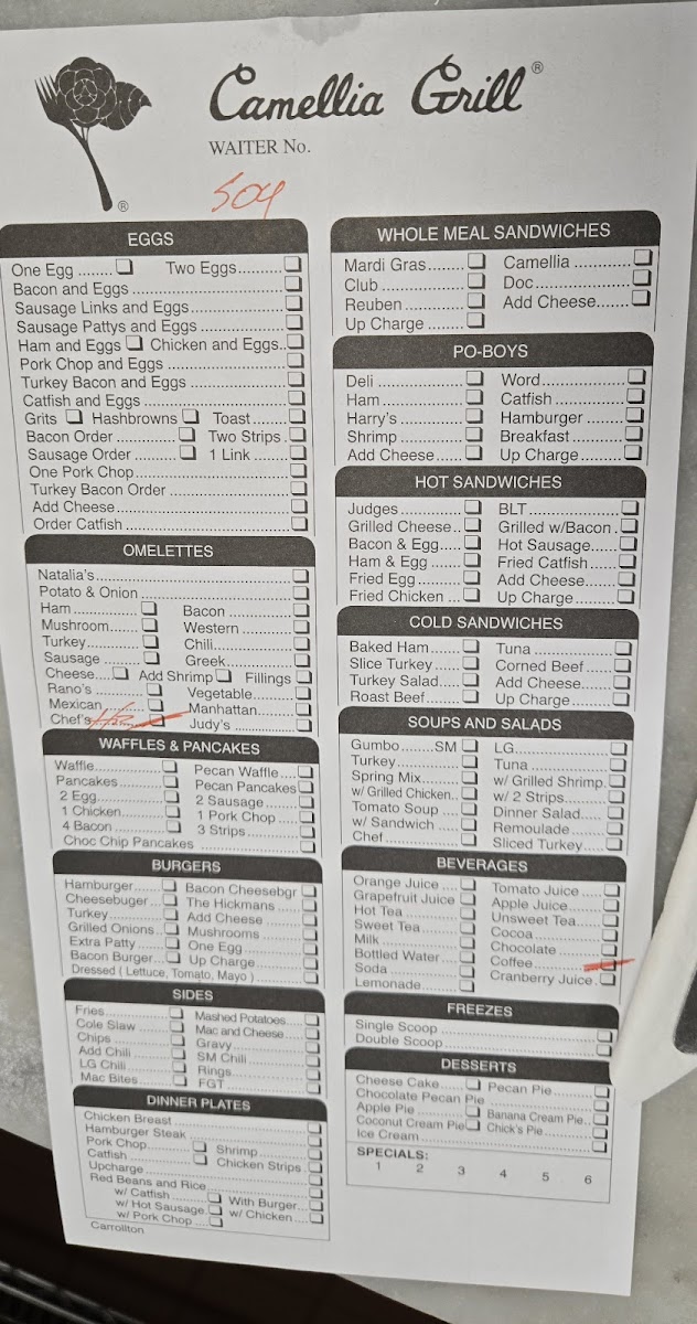The Camellia Grill Menu - Image 3