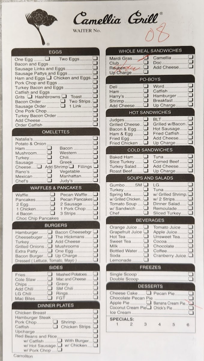 The Camellia Grill Menu - Image 4